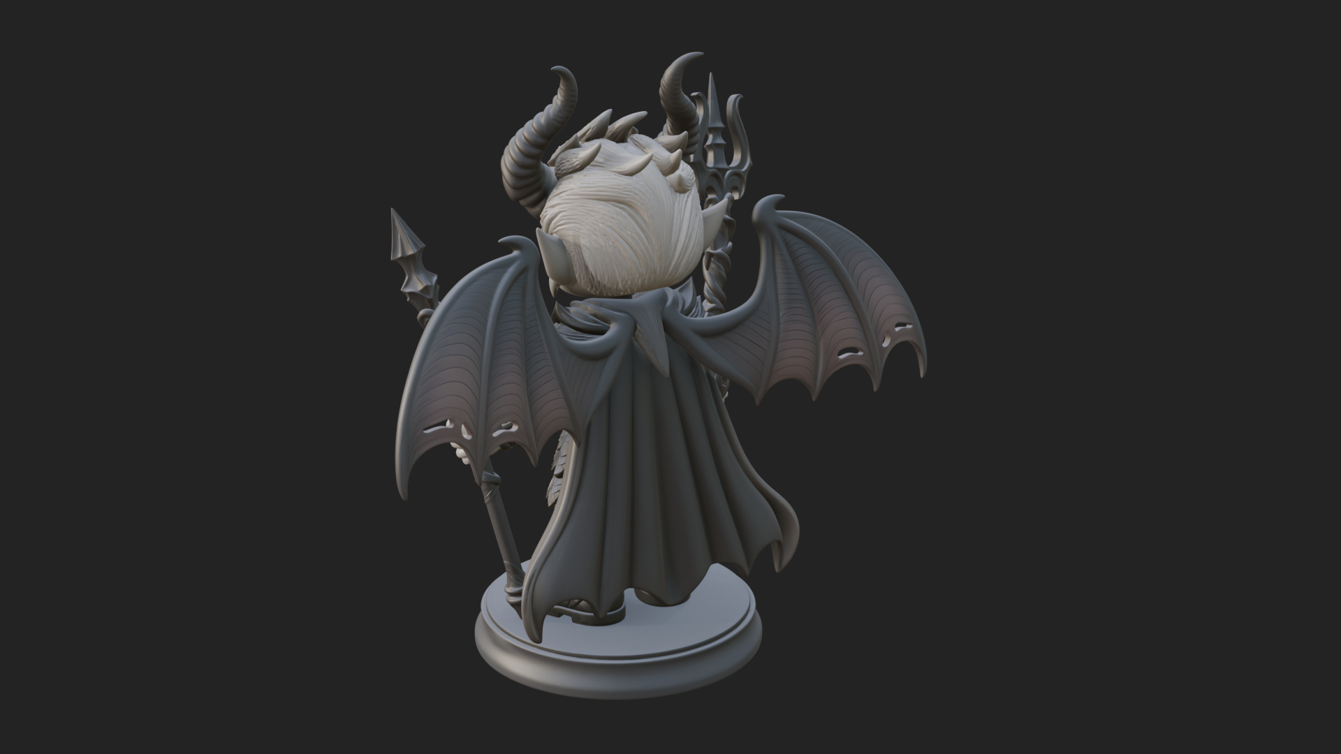 Chibi Demon with Trident Statue Design 4 3D Print Model 3D Model