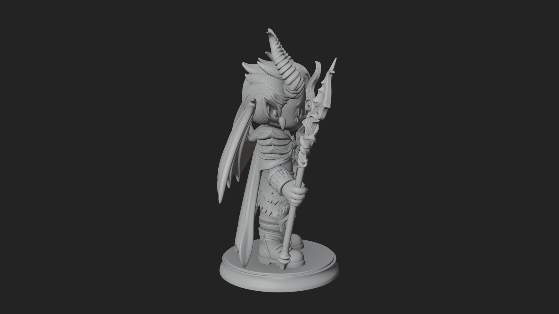 Chibi Demon with Trident Statue Design 4 3D Print Model 3D Model
