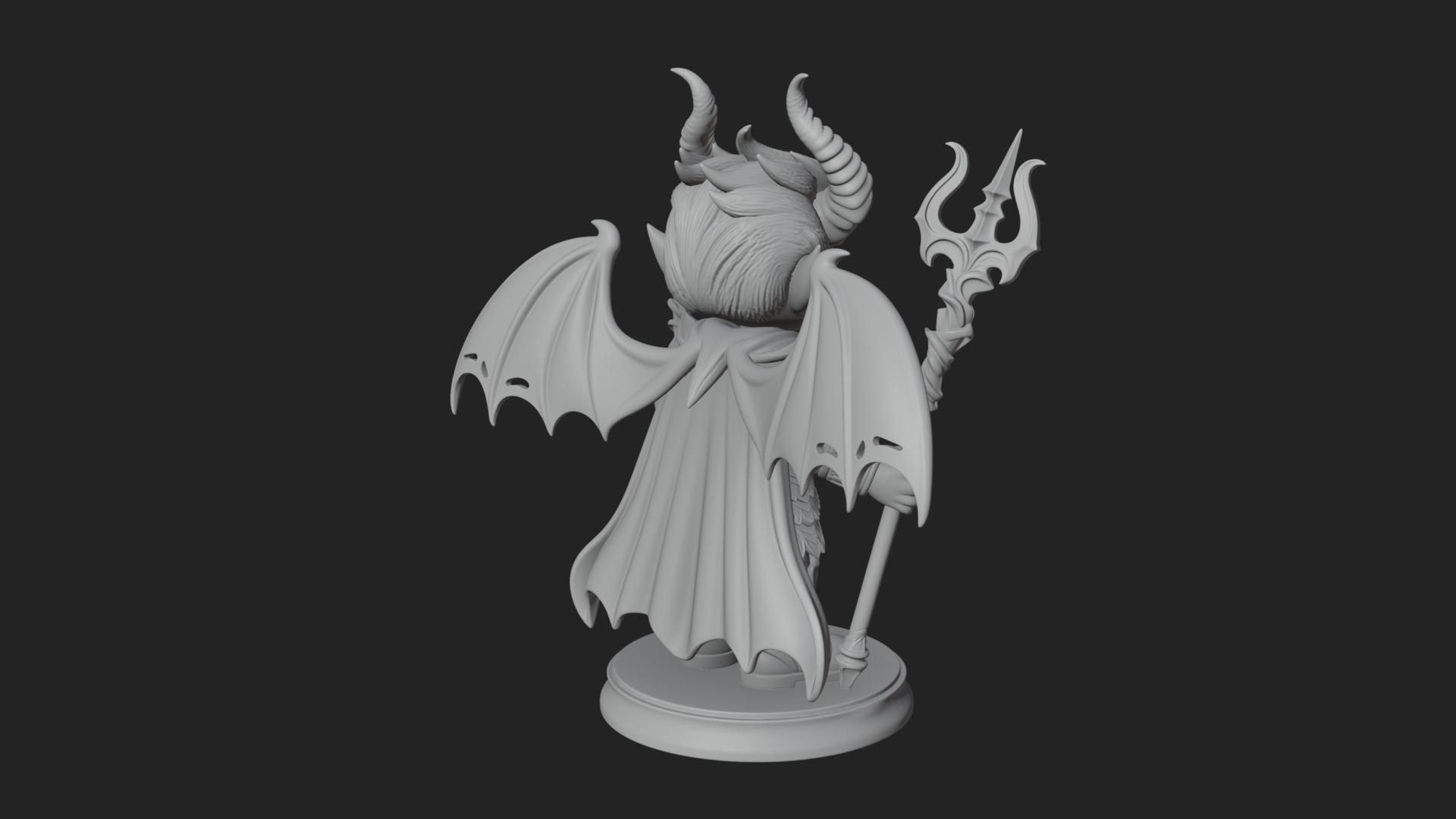 Chibi Demon with Trident Statue Design 4 3D Print Model 3D Model