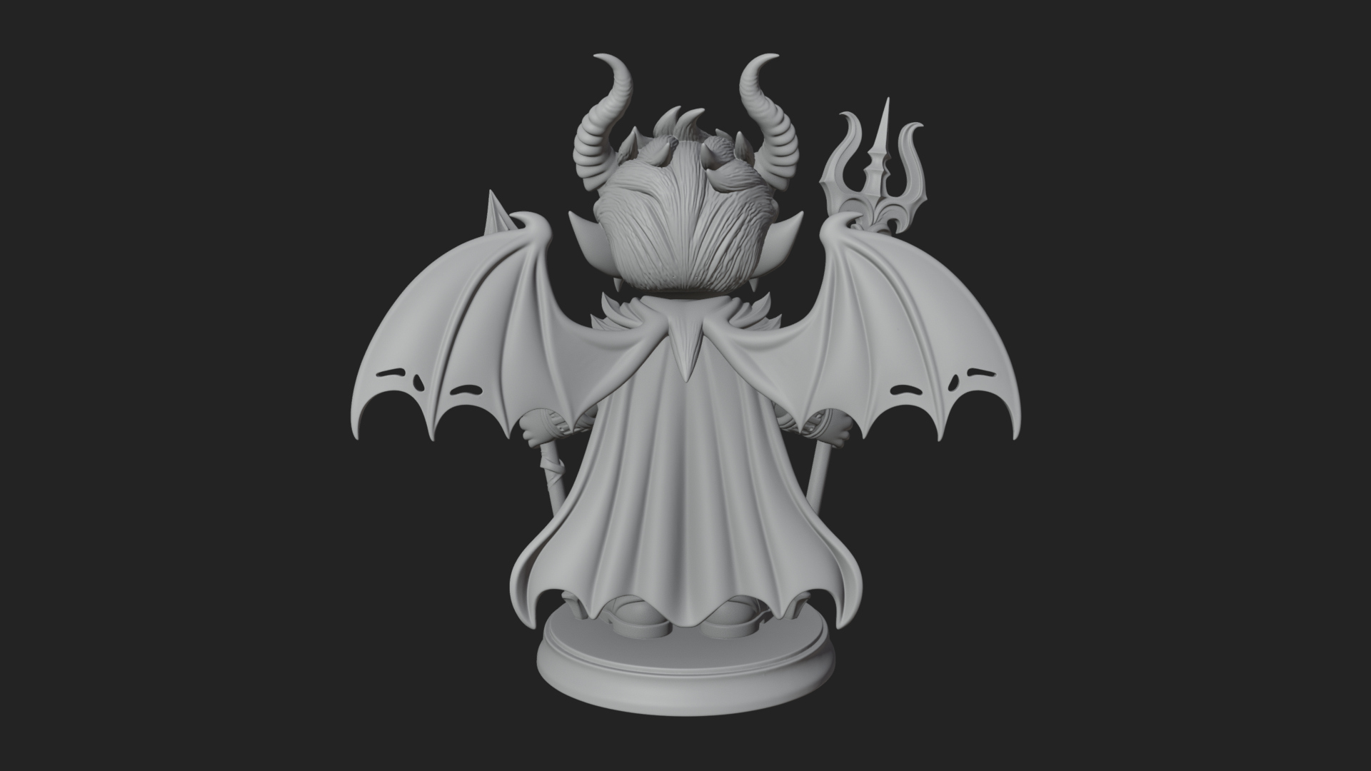 Chibi Demon with Trident Statue Design 4 3D Print Model 3D Model