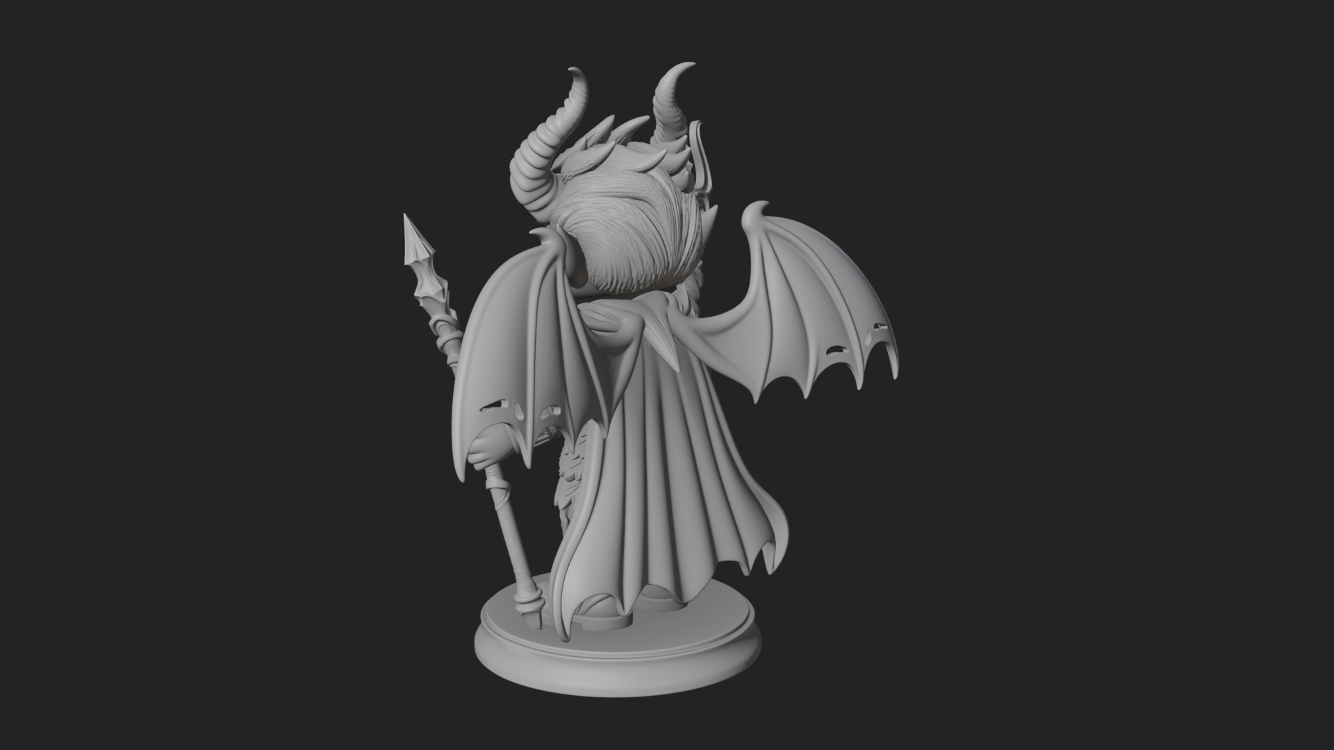 Chibi Demon with Trident Statue Design 4 3D Print Model 3D Model