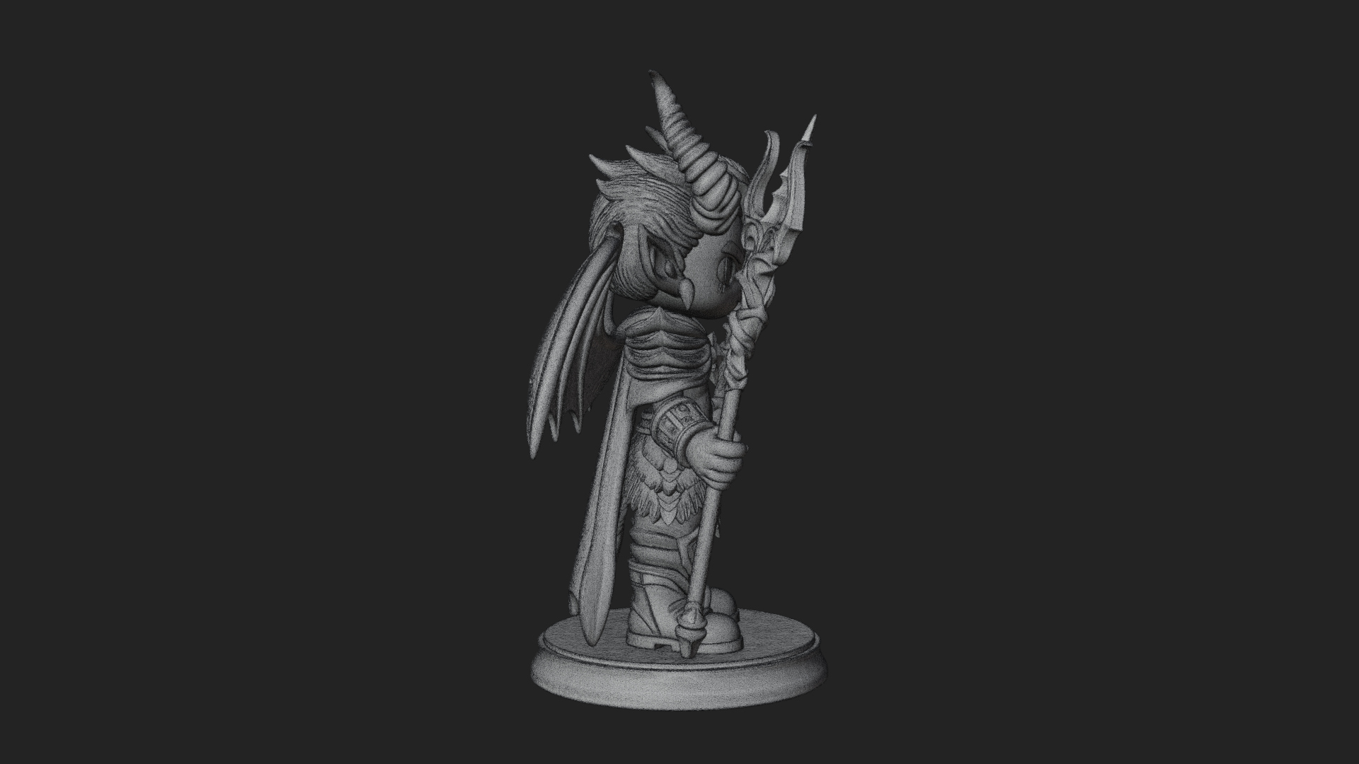 Chibi Demon with Trident Statue Design 4 3D Print Model 3D Model