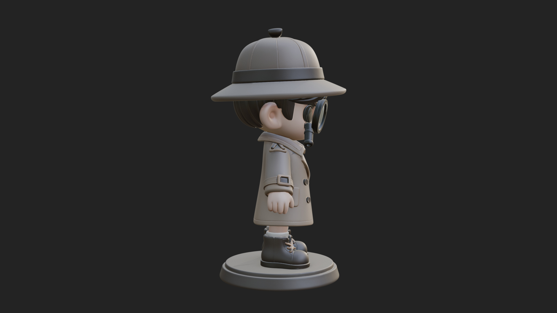 Chibi Detective Boy Statue Design 1 3D Print Model 3D Model