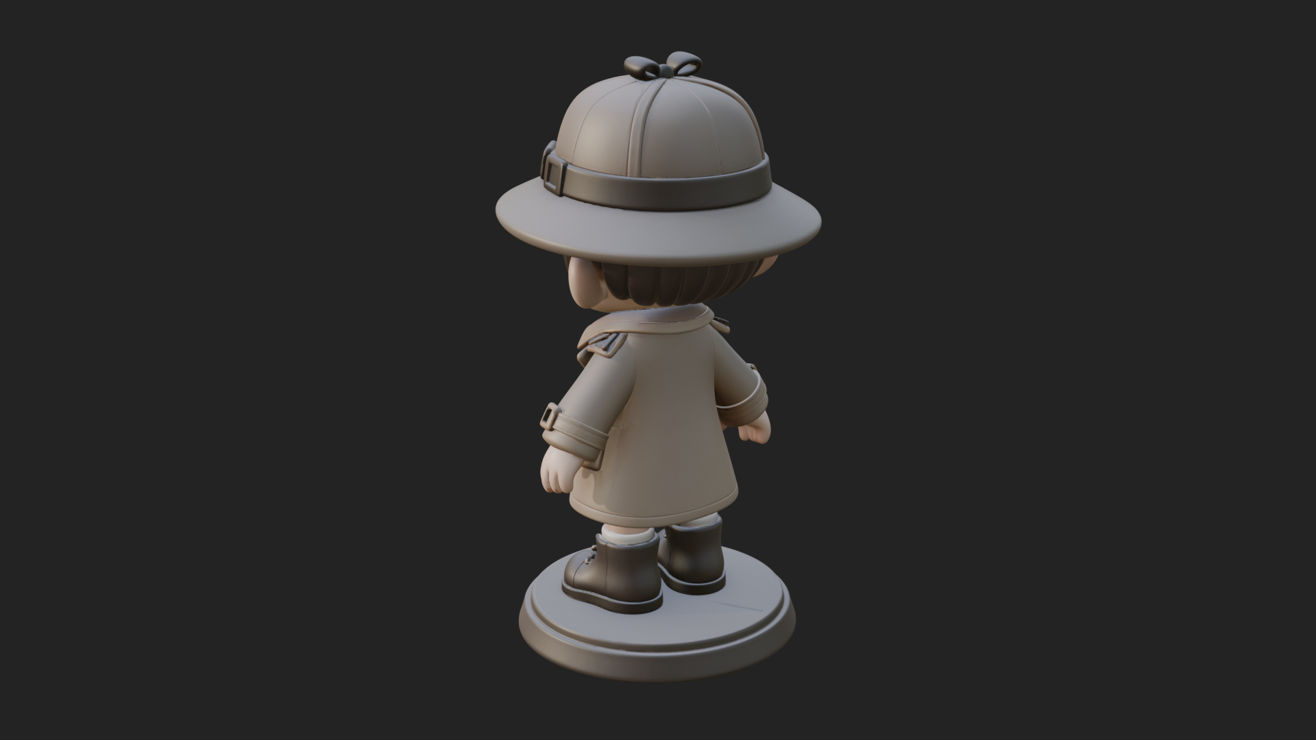 Chibi Detective Boy Statue Design 1 3D Print Model 3D Model