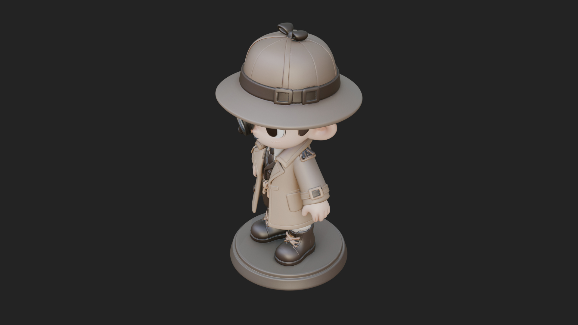 Chibi Detective Boy Statue Design 1 3D Print Model 3D Model