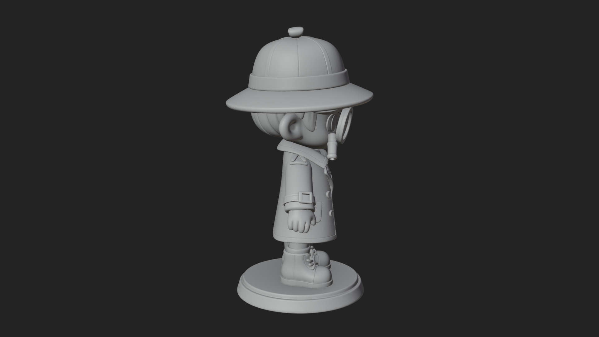 Chibi Detective Boy Statue Design 1 3D Print Model 3D Model