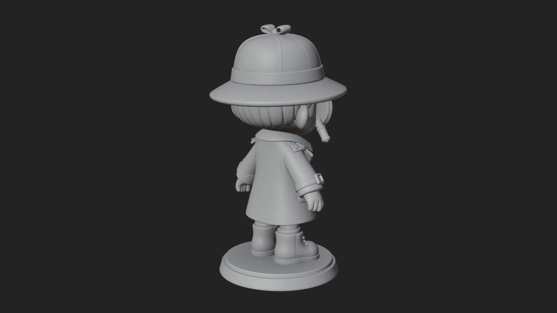 Chibi Detective Boy Statue Design 1 3D Print Model 3D Model