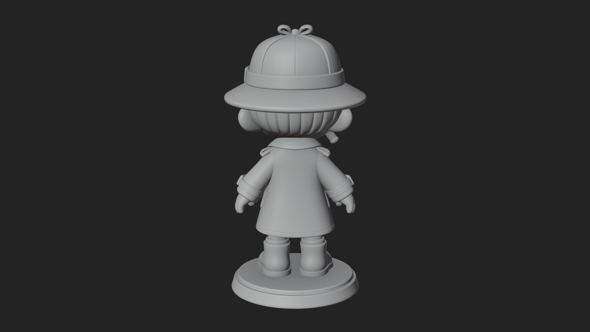 Chibi Detective Boy Statue Design 1 3D Print Model 3D Model