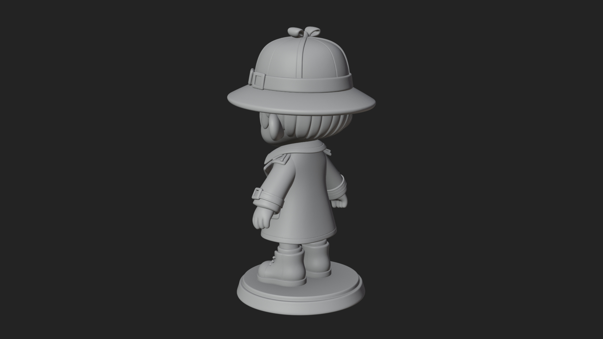 Chibi Detective Boy Statue Design 1 3D Print Model 3D Model