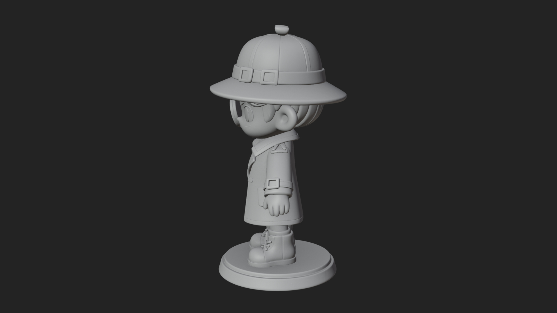 Chibi Detective Boy Statue Design 1 3D Print Model 3D Model