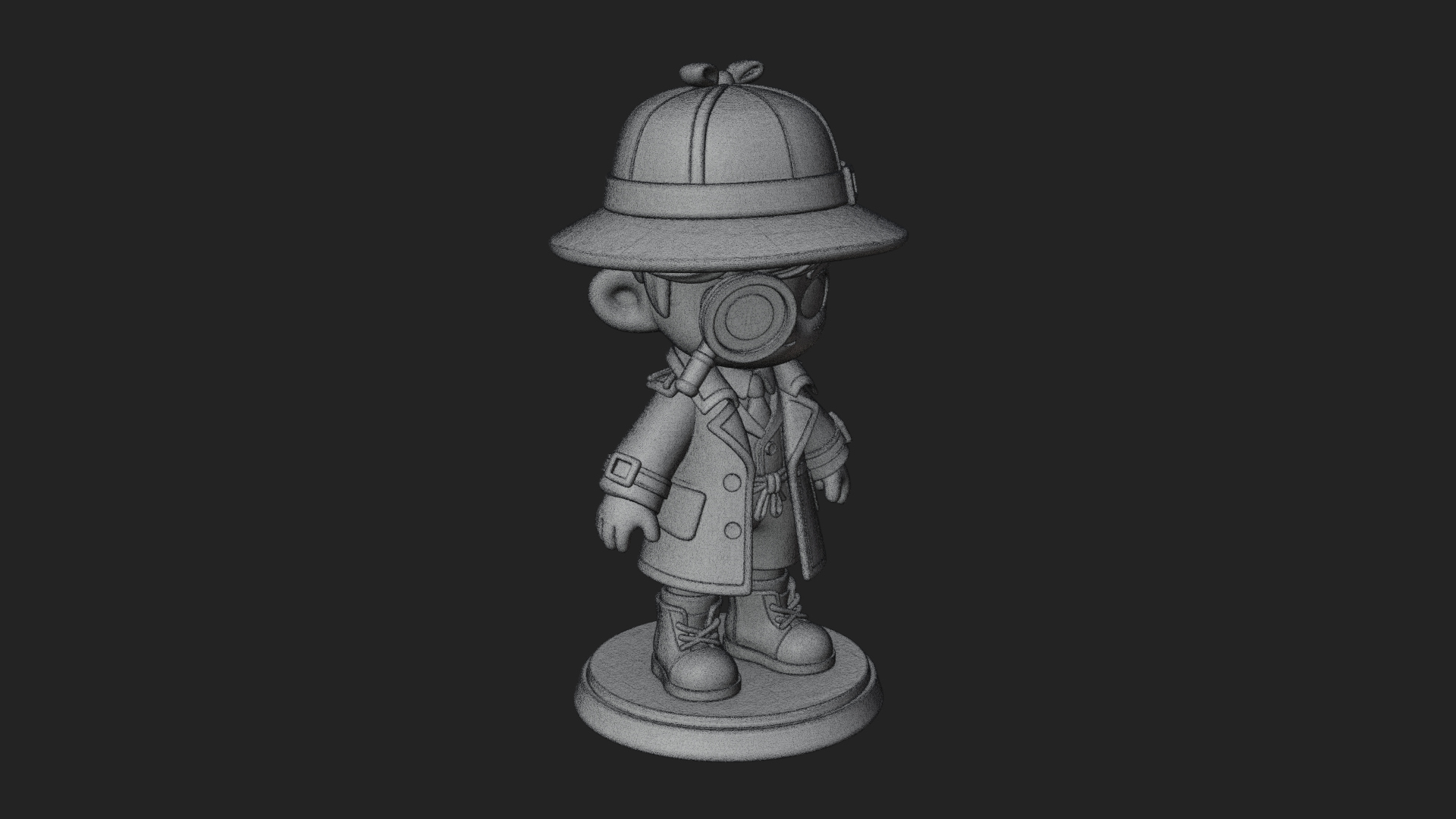 Chibi Detective Boy Statue Design 1 3D Print Model 3D Model