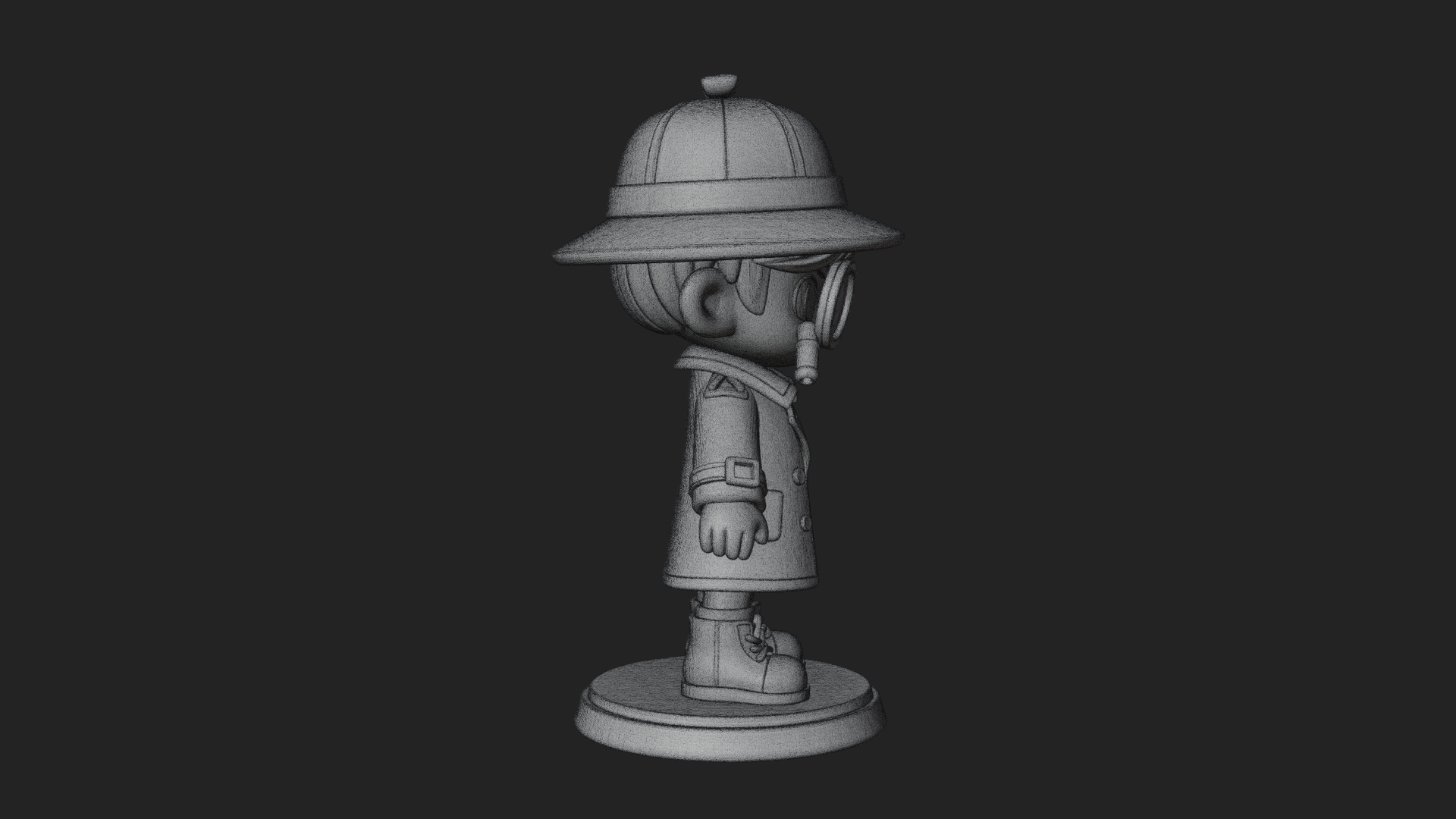 Chibi Detective Boy Statue Design 1 3D Print Model 3D Model