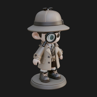Chibi Detective Boy Statue Design 1 3D Print Model