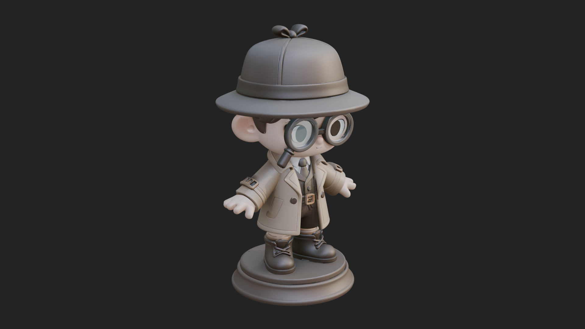 Chibi Detective Boy Statue Design 2 3D Print Model 3D Model