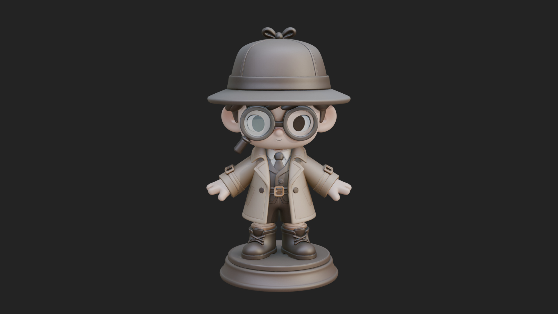 Chibi Detective Boy Statue Design 2 3D Print Model 3D Model