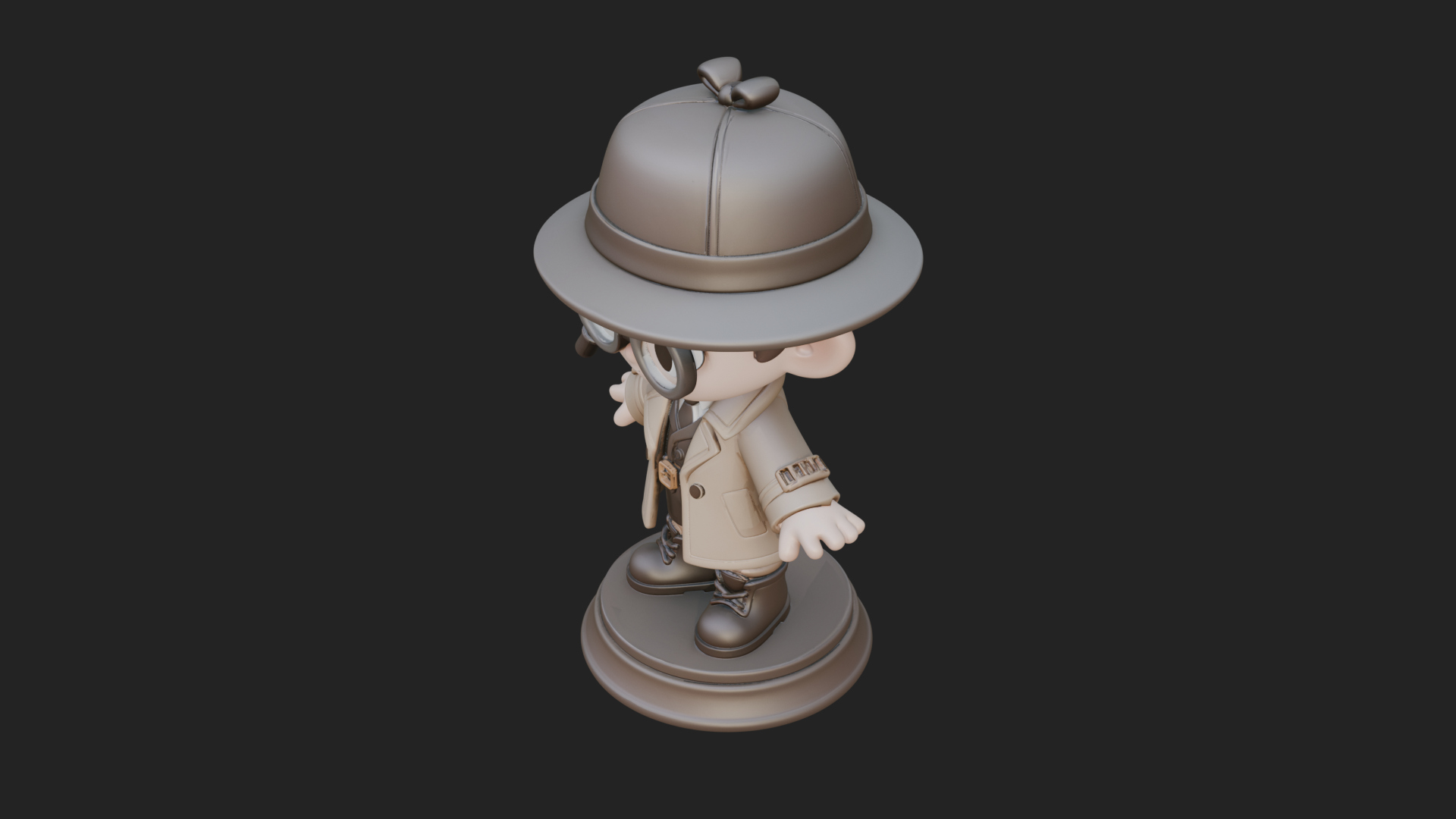 Chibi Detective Boy Statue Design 2 3D Print Model 3D Model