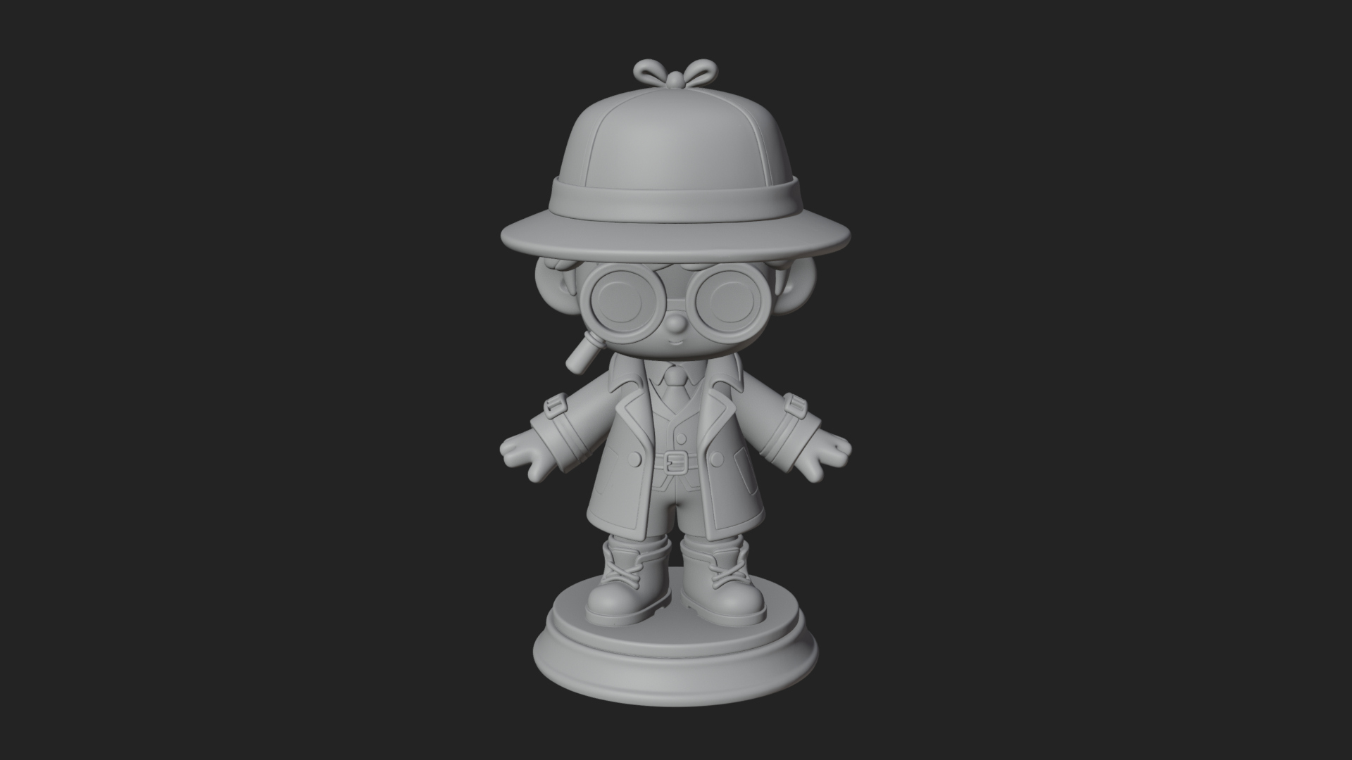 Chibi Detective Boy Statue Design 2 3D Print Model 3D Model