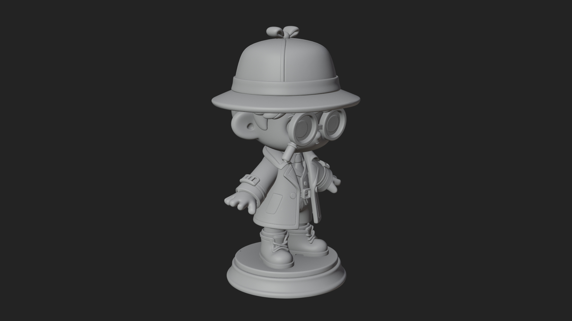 Chibi Detective Boy Statue Design 2 3D Print Model 3D Model