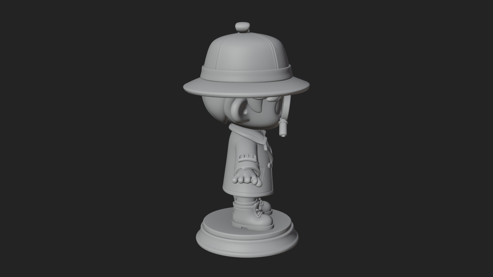 Chibi Detective Boy Statue Design 2 3D Print Model 3D Model