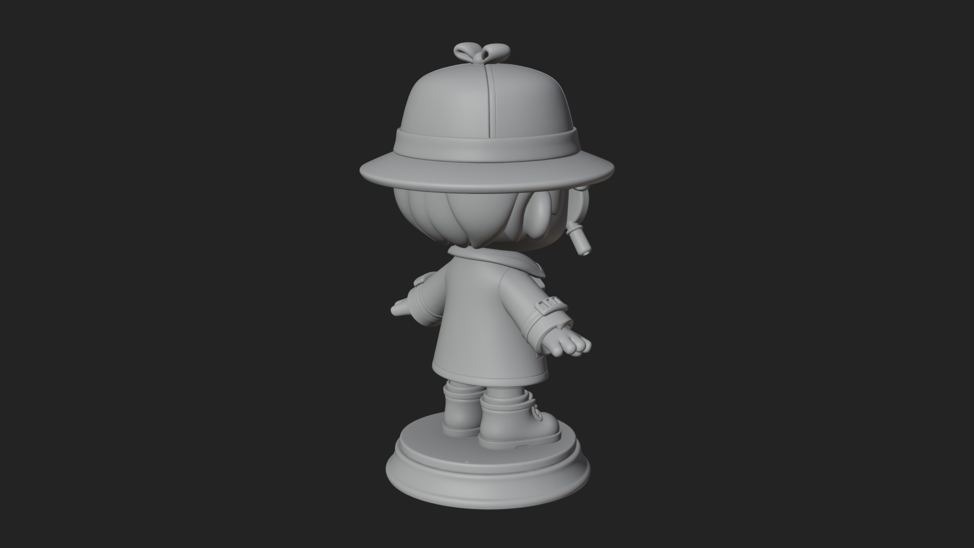 Chibi Detective Boy Statue Design 2 3D Print Model 3D Model