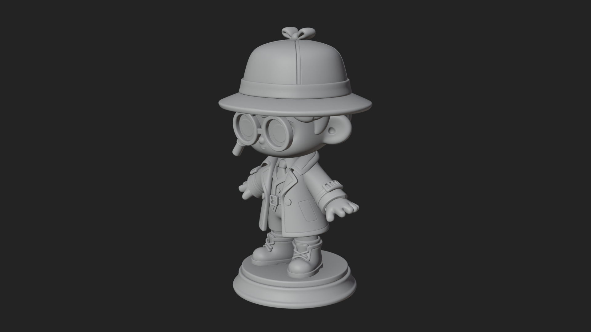 Chibi Detective Boy Statue Design 2 3D Print Model 3D Model