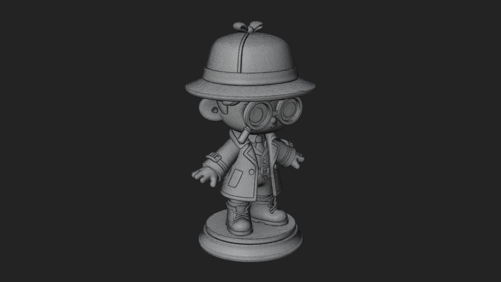 Chibi Detective Boy Statue Design 2 3D Print Model 3D Model