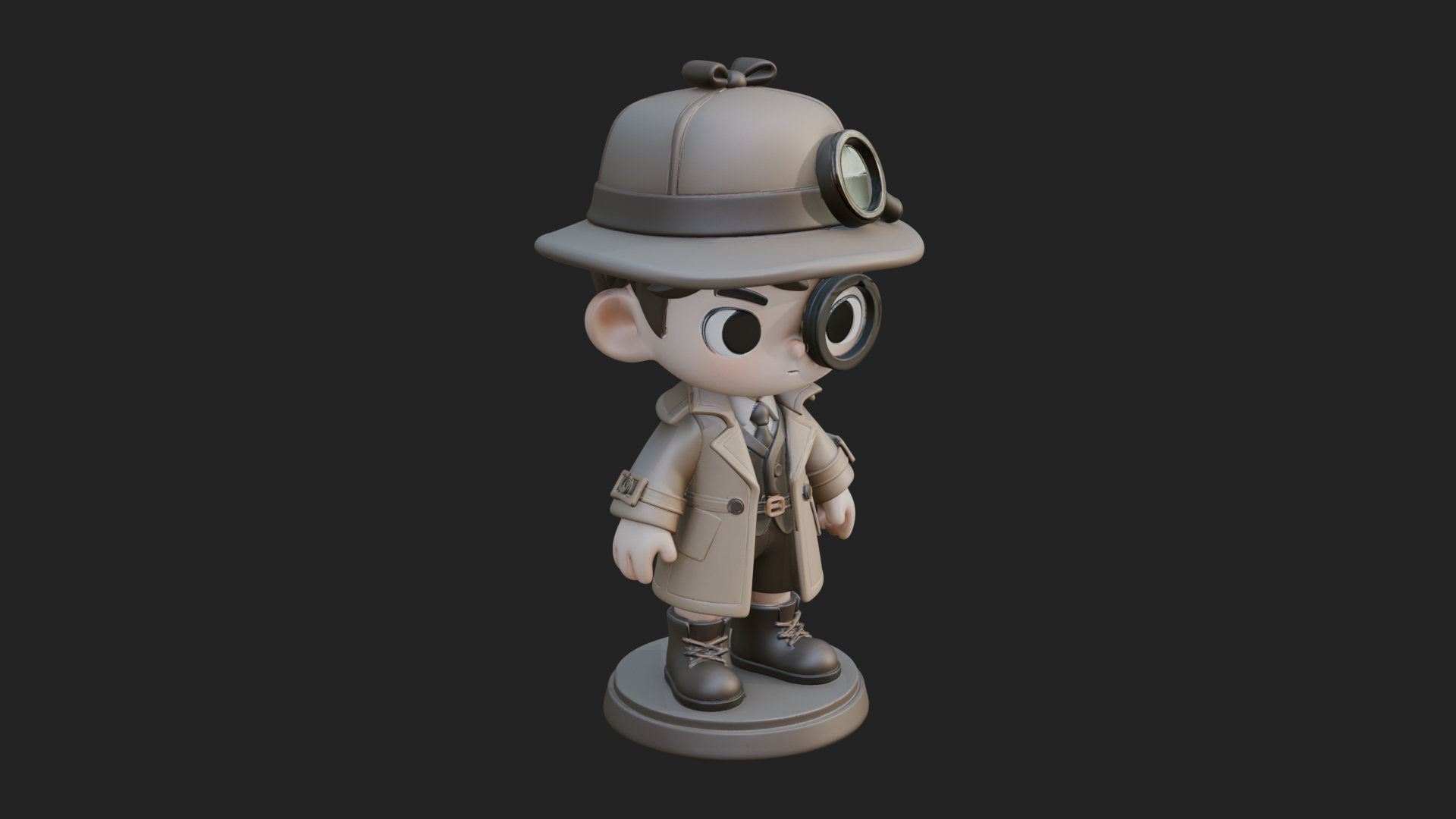 Chibi Detective Boy Statue Design 3 3D Print Model 3D Model