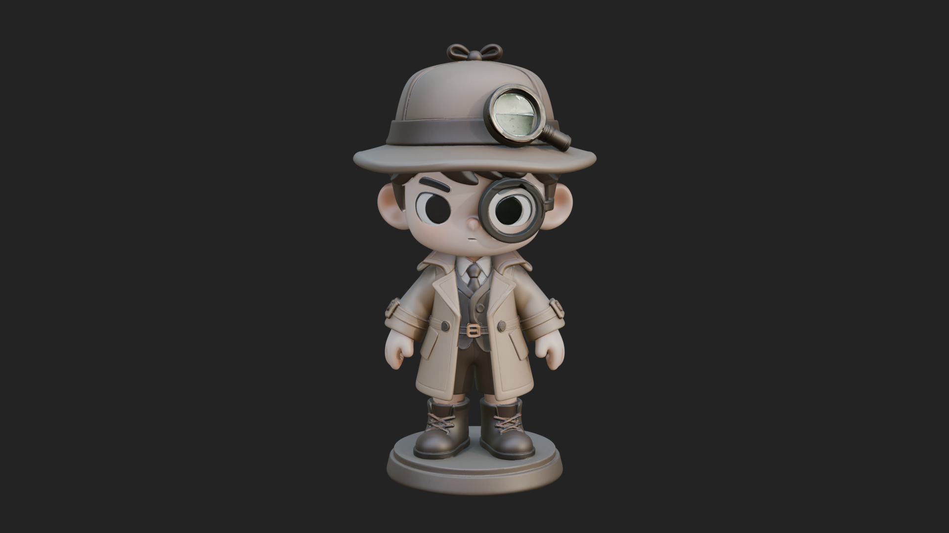 Chibi Detective Boy Statue Design 3 3D Print Model 3D Model