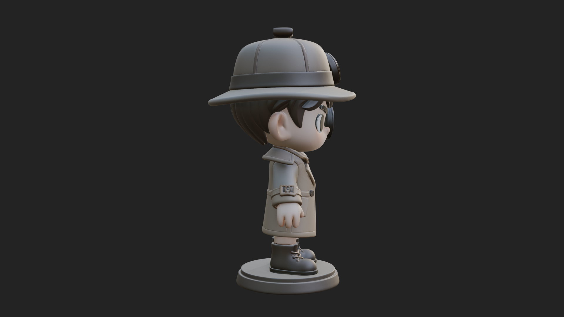 Chibi Detective Boy Statue Design 3 3D Print Model 3D Model