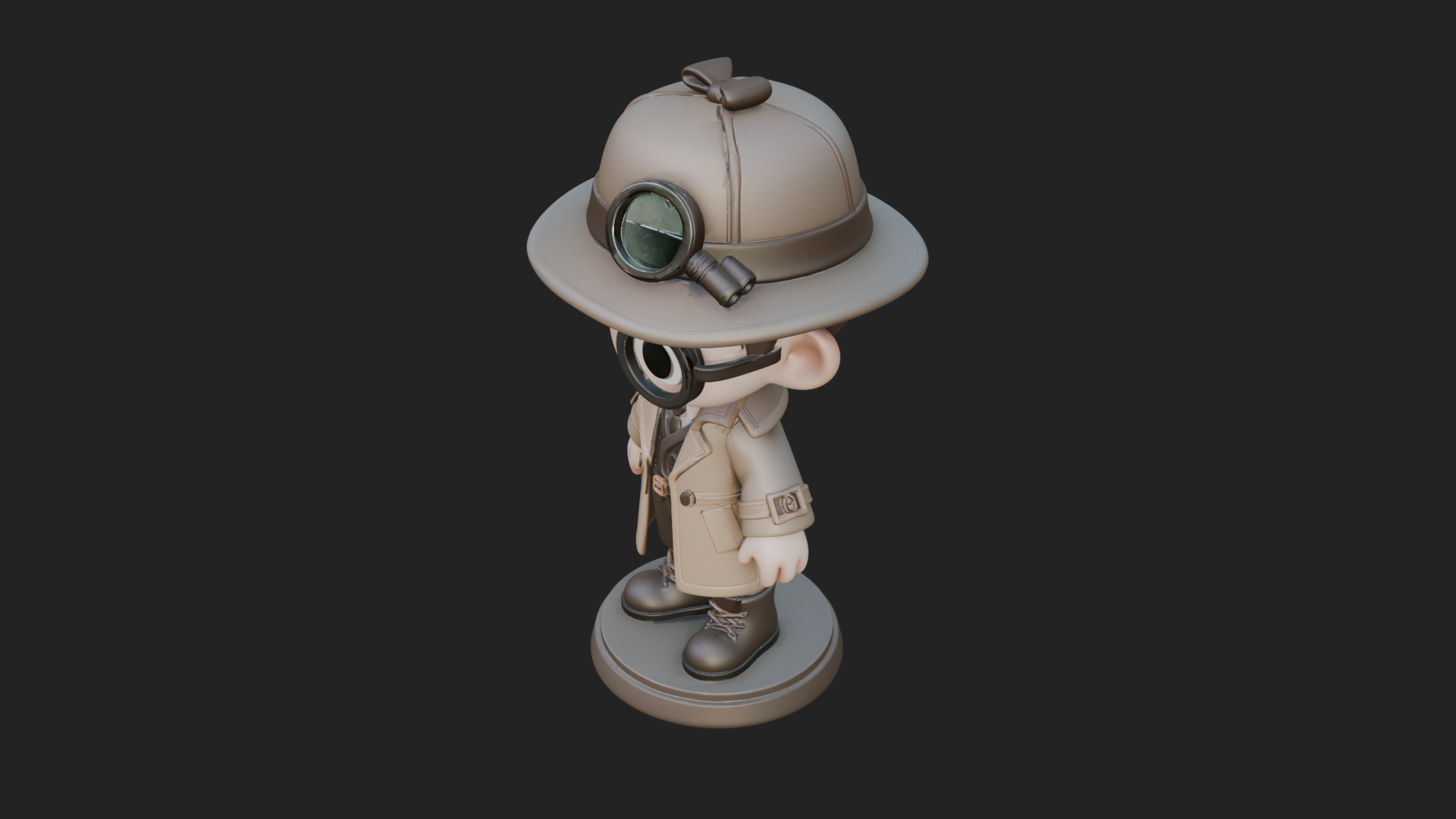 Chibi Detective Boy Statue Design 3 3D Print Model 3D Model