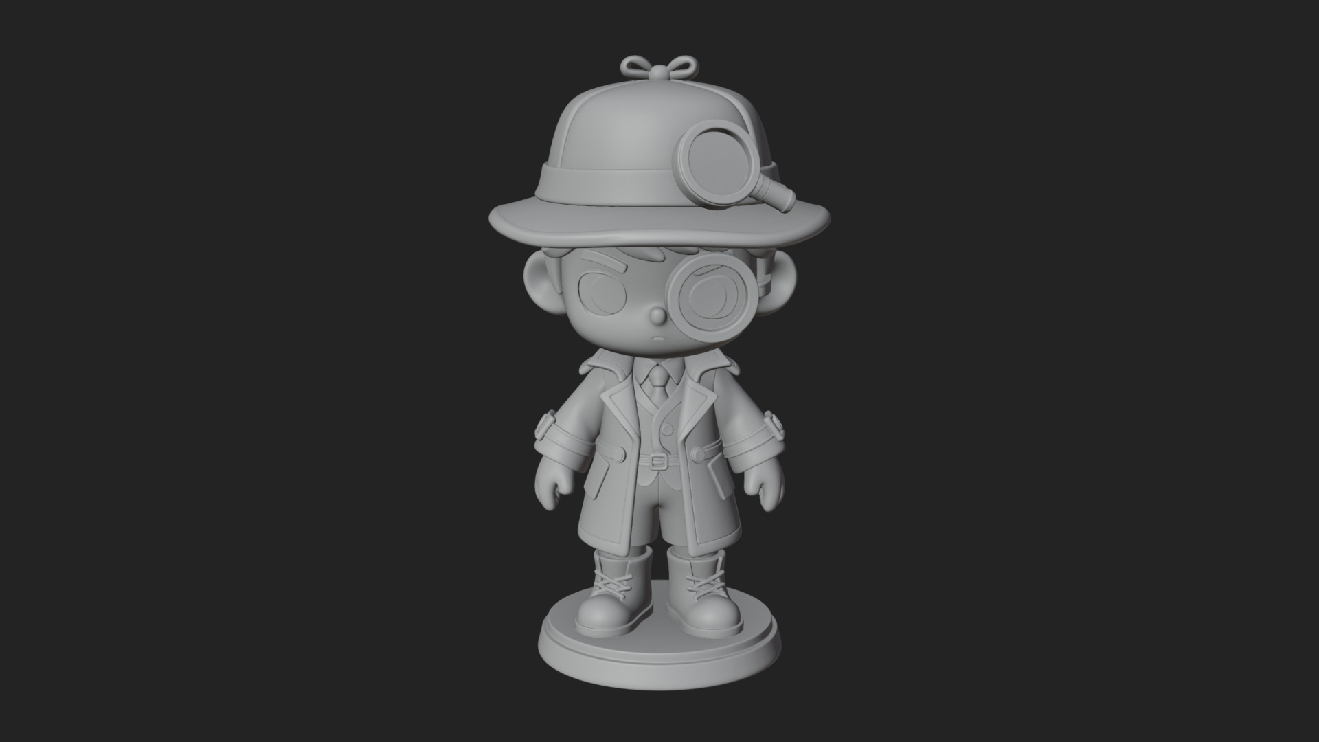 Chibi Detective Boy Statue Design 3 3D Print Model 3D Model