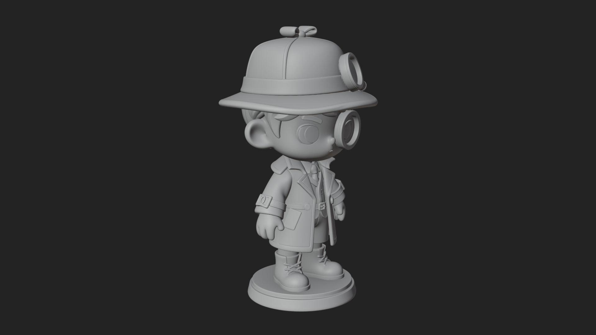 Chibi Detective Boy Statue Design 3 3D Print Model 3D Model
