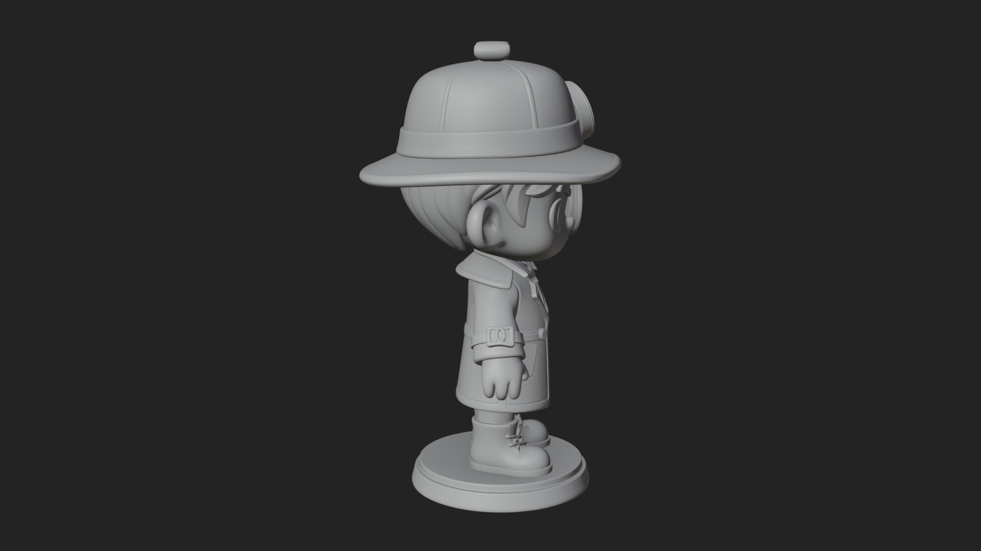 Chibi Detective Boy Statue Design 3 3D Print Model 3D Model