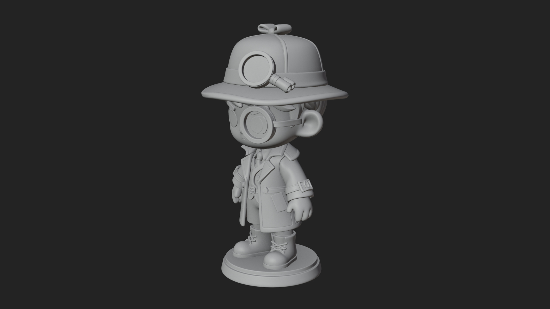Chibi Detective Boy Statue Design 3 3D Print Model 3D Model