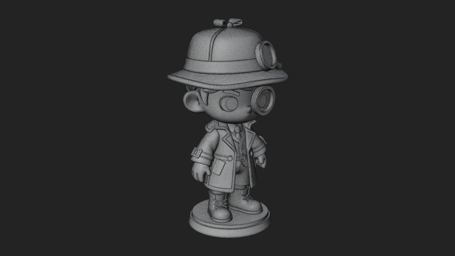 Chibi Detective Boy Statue Design 3 3D Print Model 3D Model