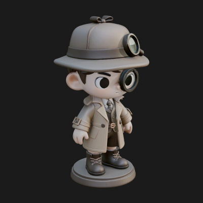 Chibi Detective Boy Statue Design 3 3D Print Model