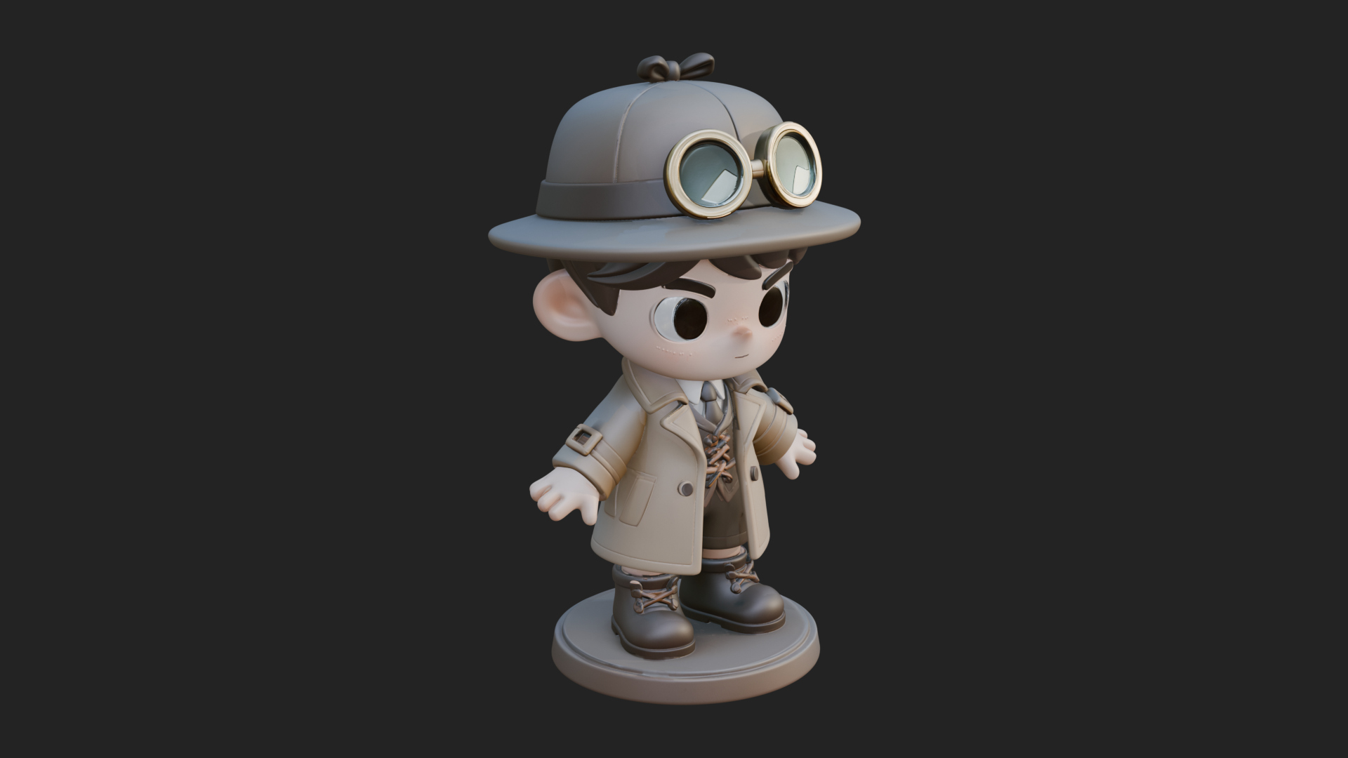 Chibi Detective Boy Statue Design 4 3D Print Model 3D Model
