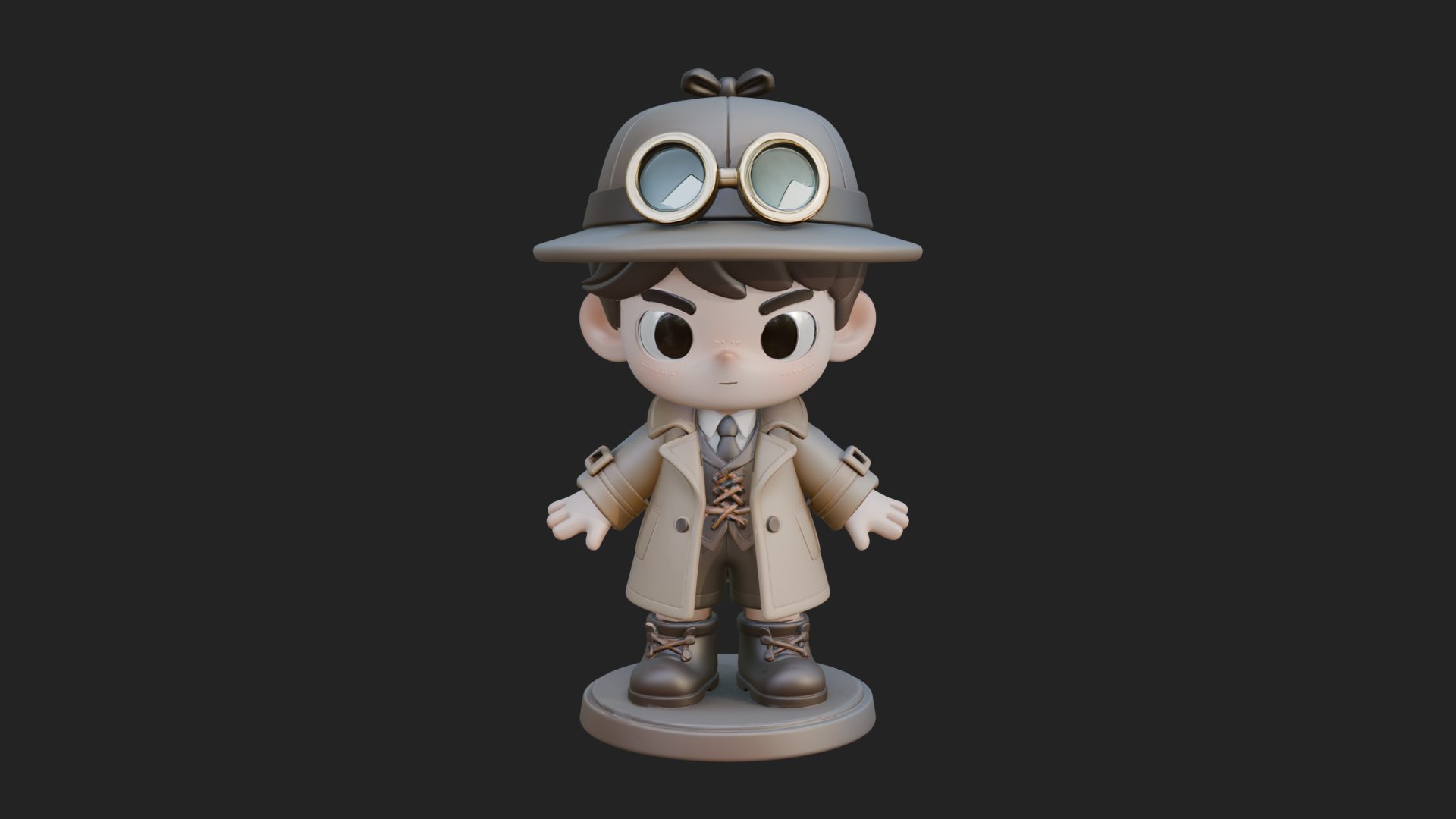 Chibi Detective Boy Statue Design 4 3D Print Model 3D Model