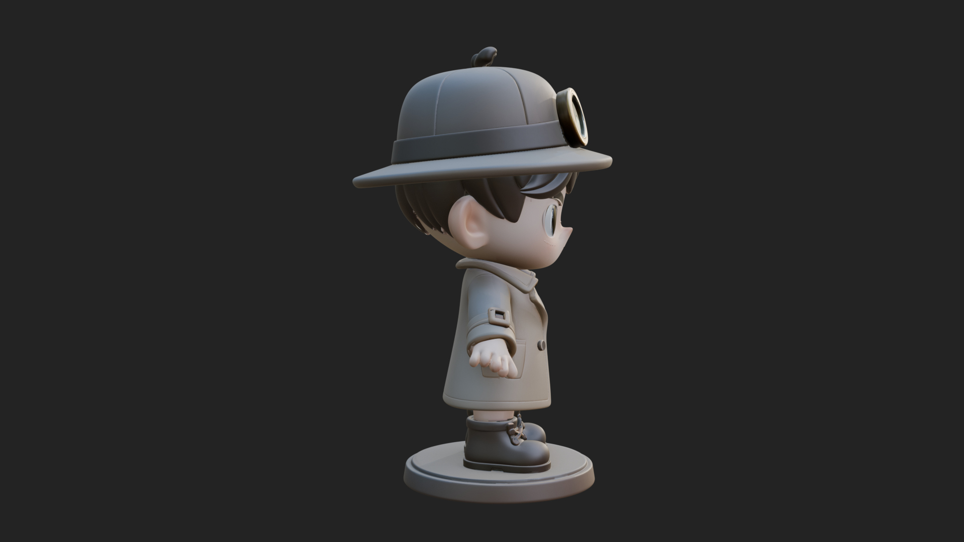 Chibi Detective Boy Statue Design 4 3D Print Model 3D Model