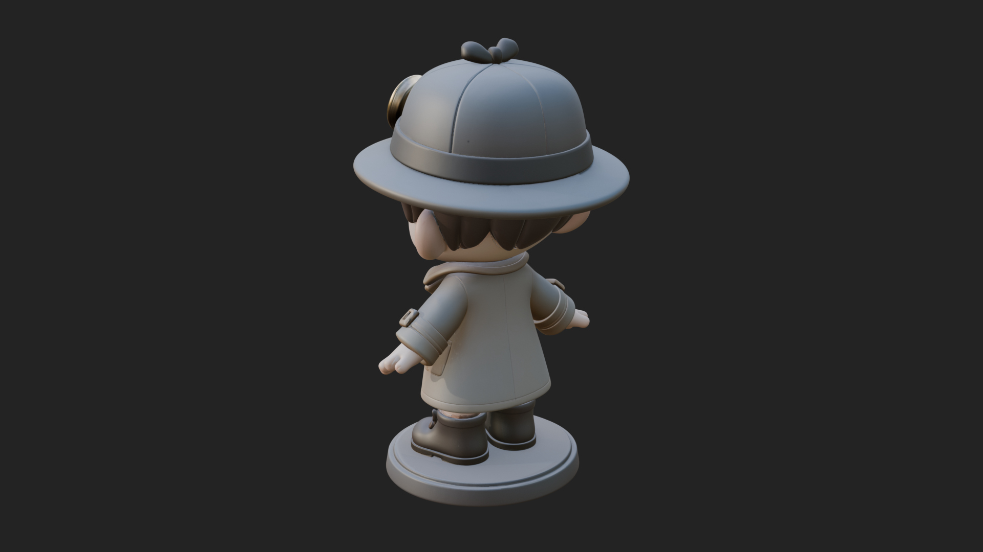Chibi Detective Boy Statue Design 4 3D Print Model 3D Model