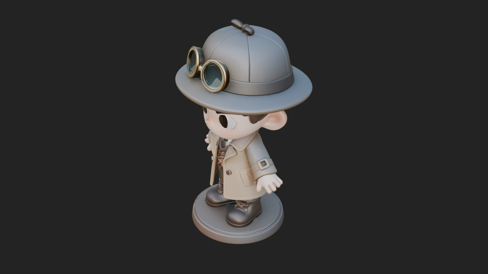 Chibi Detective Boy Statue Design 4 3D Print Model 3D Model