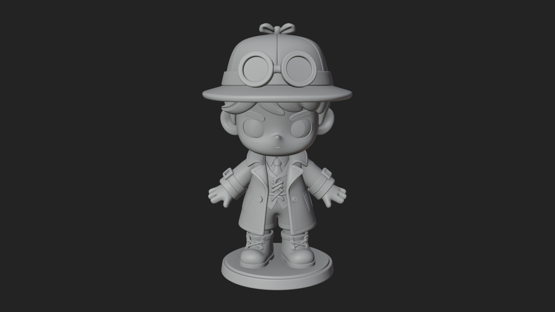 Chibi Detective Boy Statue Design 4 3D Print Model 3D Model