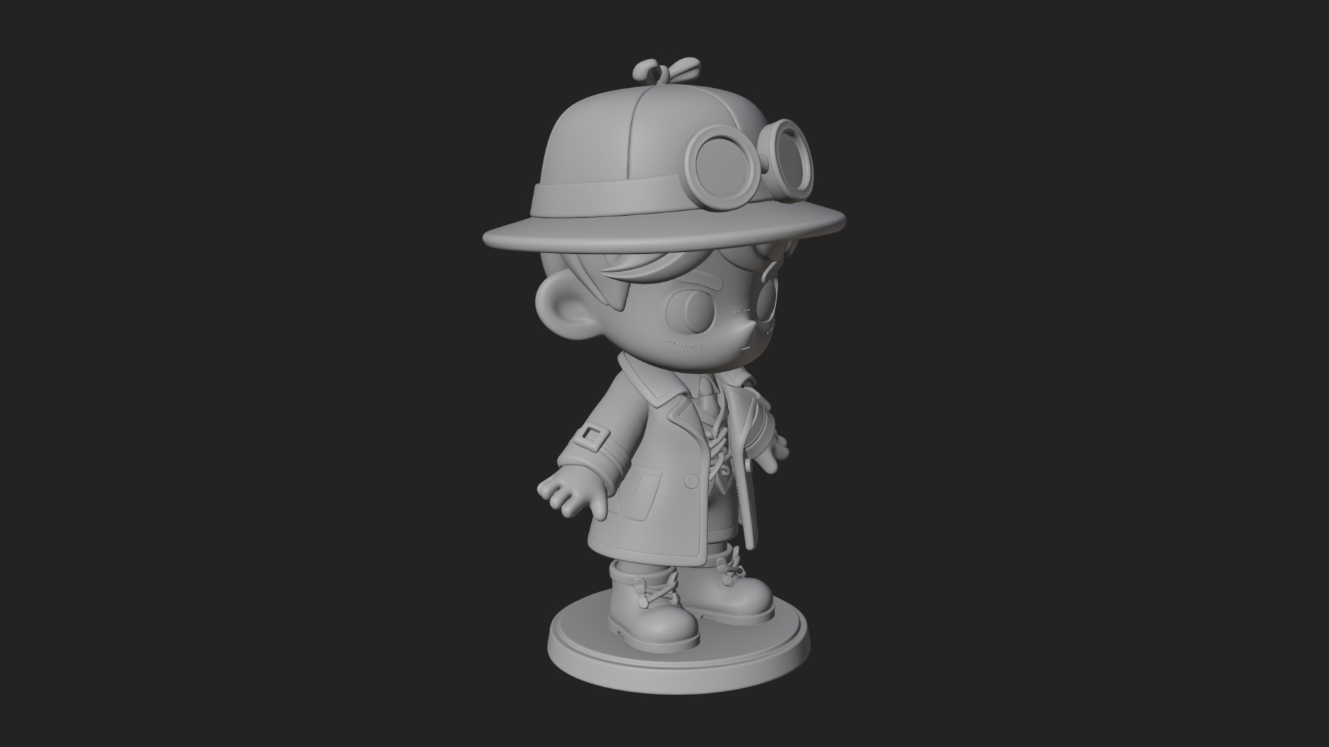 Chibi Detective Boy Statue Design 4 3D Print Model 3D Model