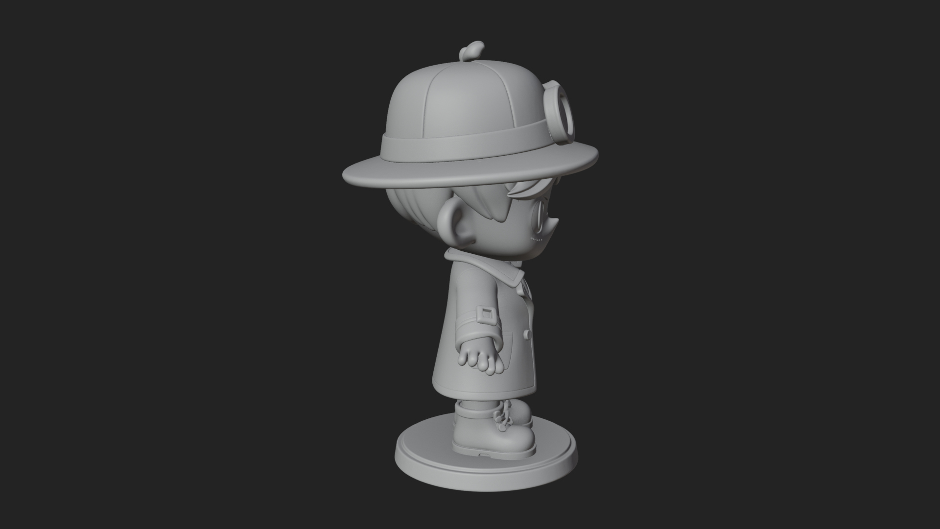 Chibi Detective Boy Statue Design 4 3D Print Model 3D Model