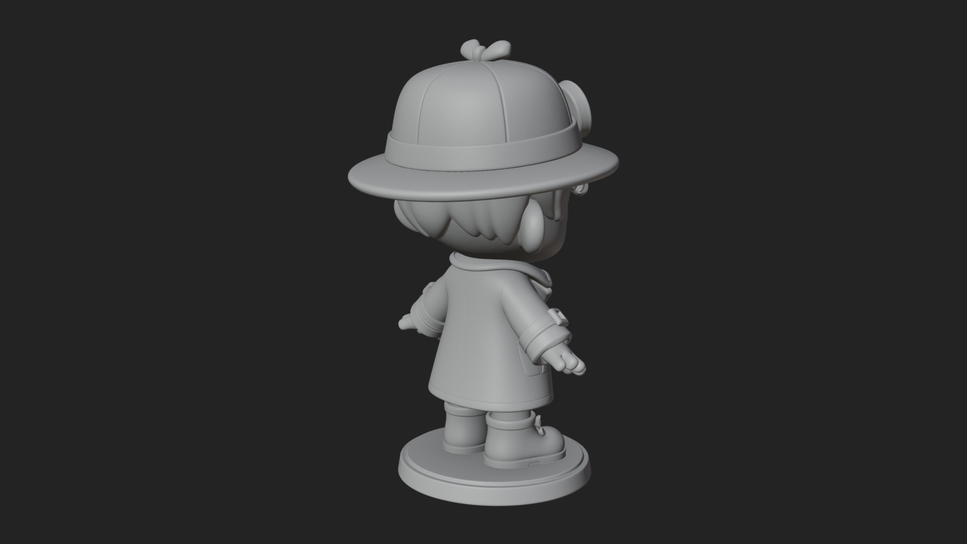 Chibi Detective Boy Statue Design 4 3D Print Model 3D Model