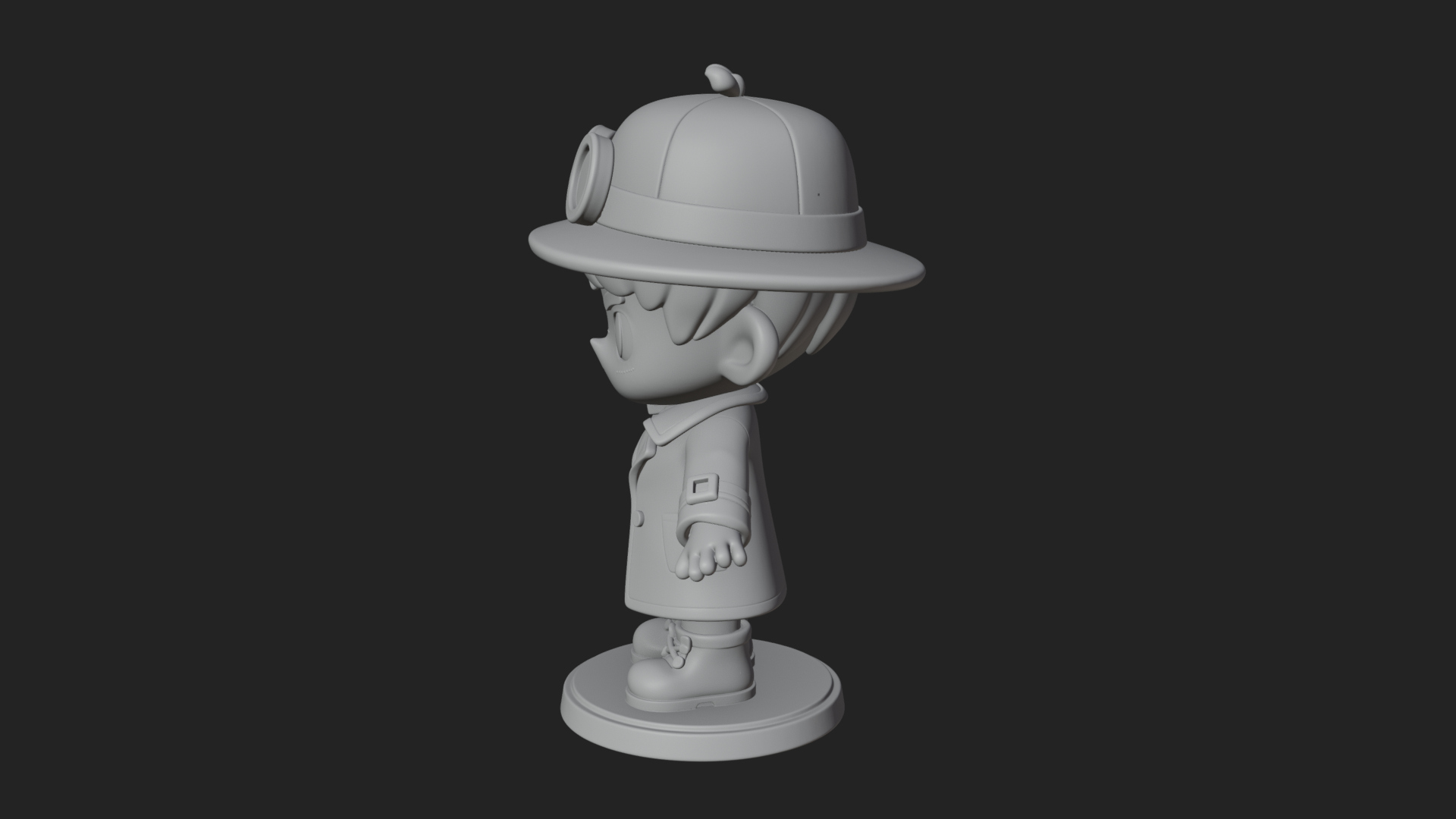 Chibi Detective Boy Statue Design 4 3D Print Model 3D Model