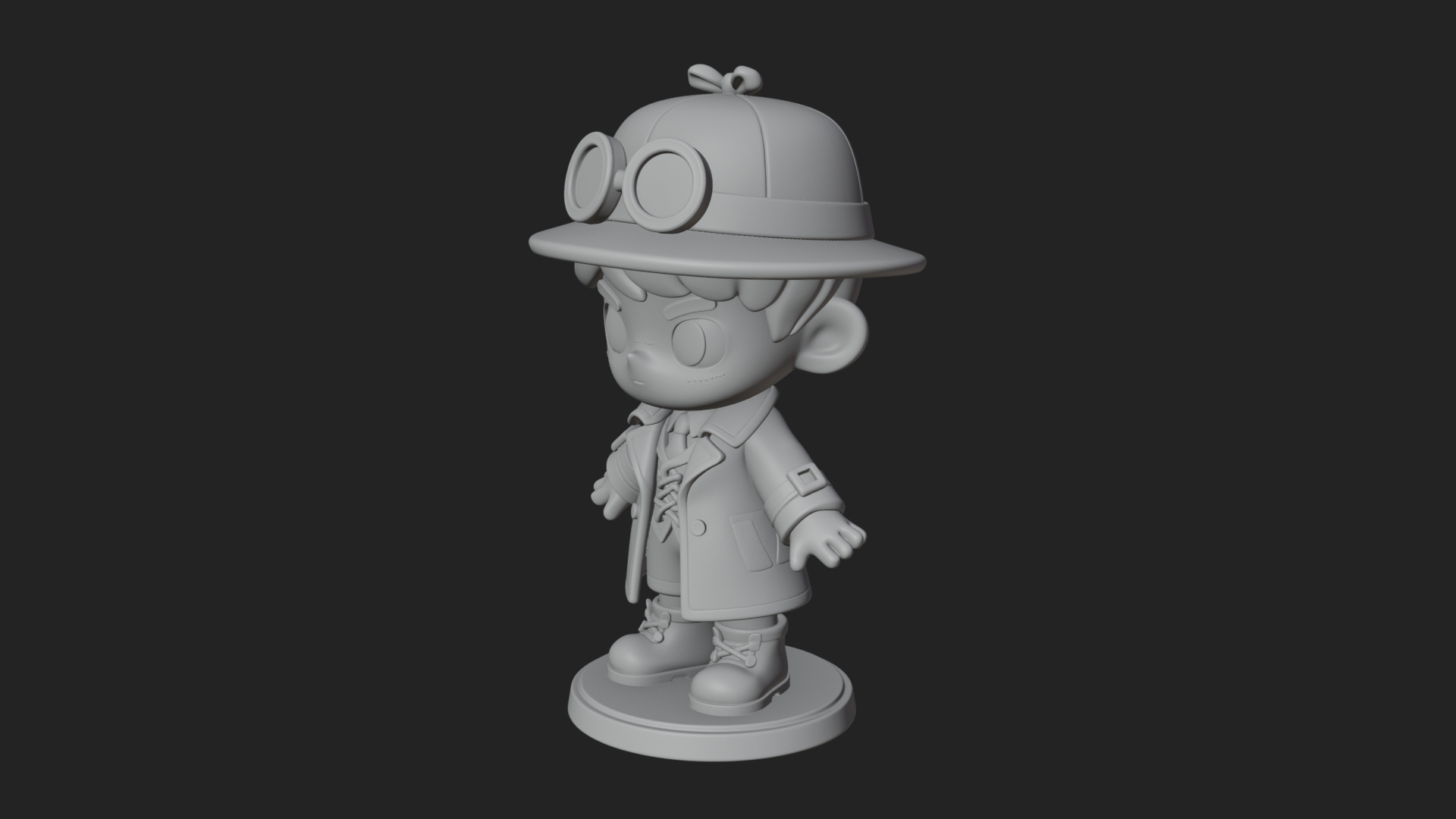 Chibi Detective Boy Statue Design 4 3D Print Model 3D Model