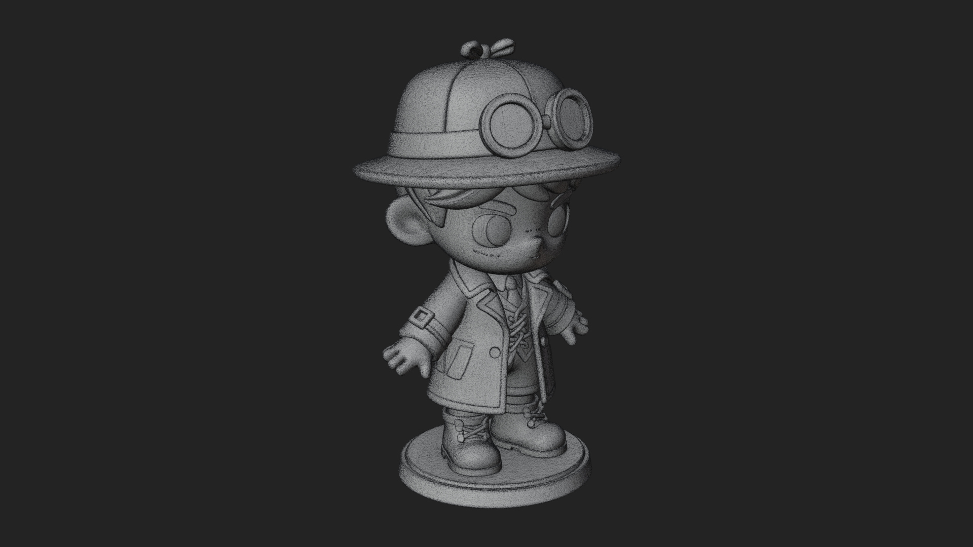 Chibi Detective Boy Statue Design 4 3D Print Model 3D Model