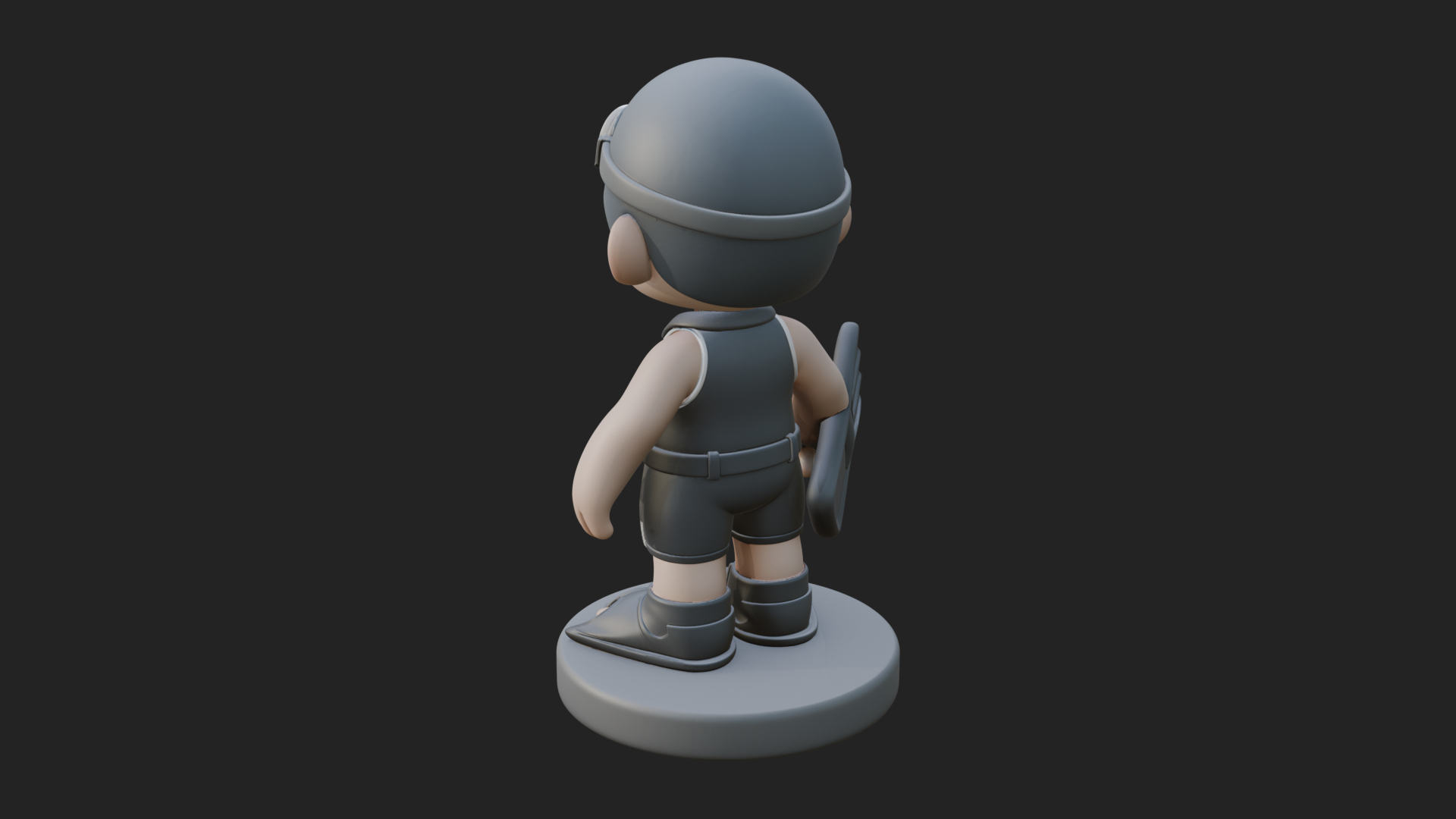 Chibi Diver Boy with Fins Statue Design 1 3D Print Model 3D Model
