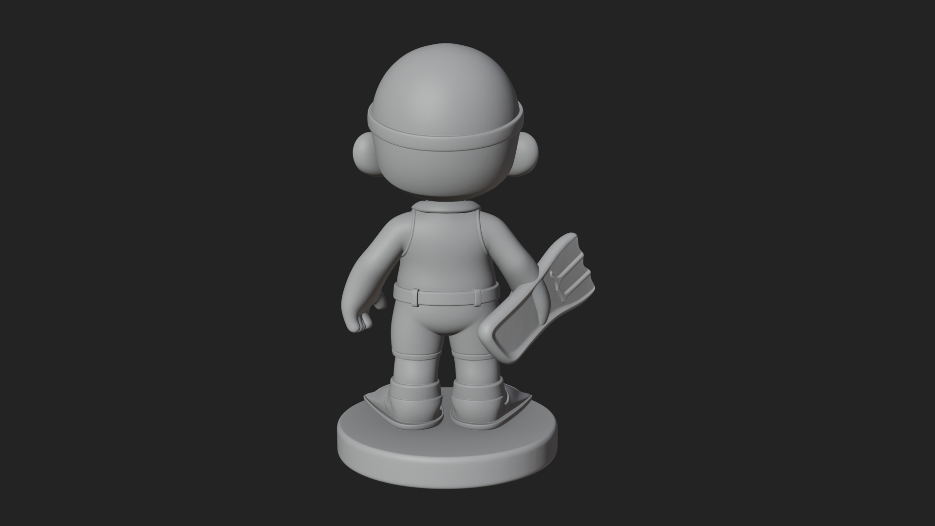 Chibi Diver Boy with Fins Statue Design 1 3D Print Model 3D Model